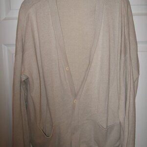 Unbranded Light Beige Button Front Cardigan Sweater 2XL 100% Cotton/Wool Blend